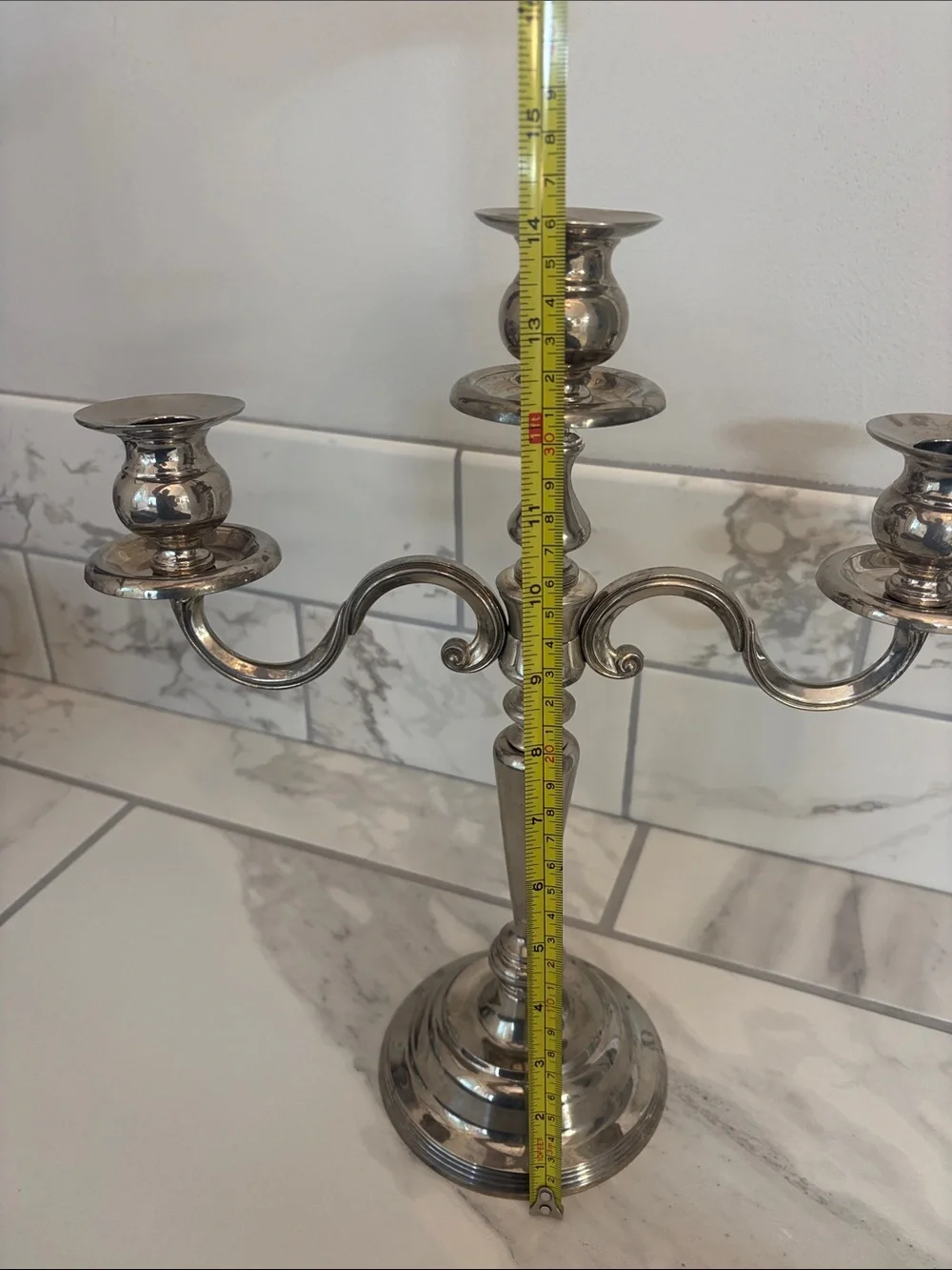 Vintage 3-Arm Silver- Plated Candelabra - Home Accents
